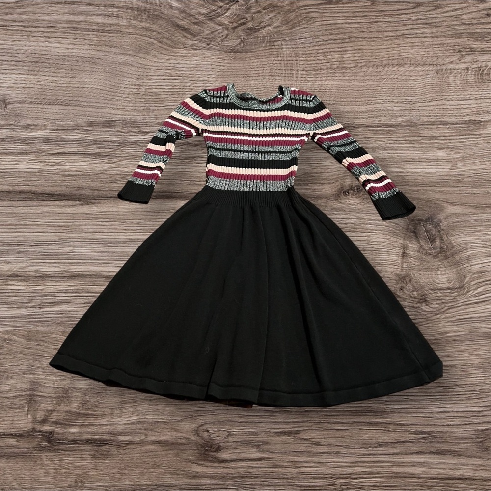 BCX Dress Fit Flare Striped Sweater Dress Size Medium Junior